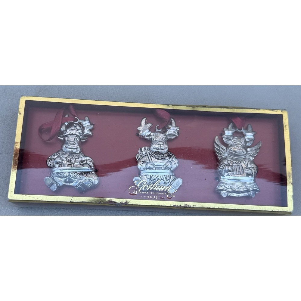 Gorham Silver Plated‎ Ornaments Set of 3 Reindeer New